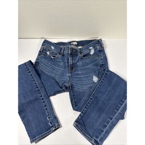 J.Crew Women Distressed Skinny Jeans Stretch Denim Size 26 Blue Light Wash F1